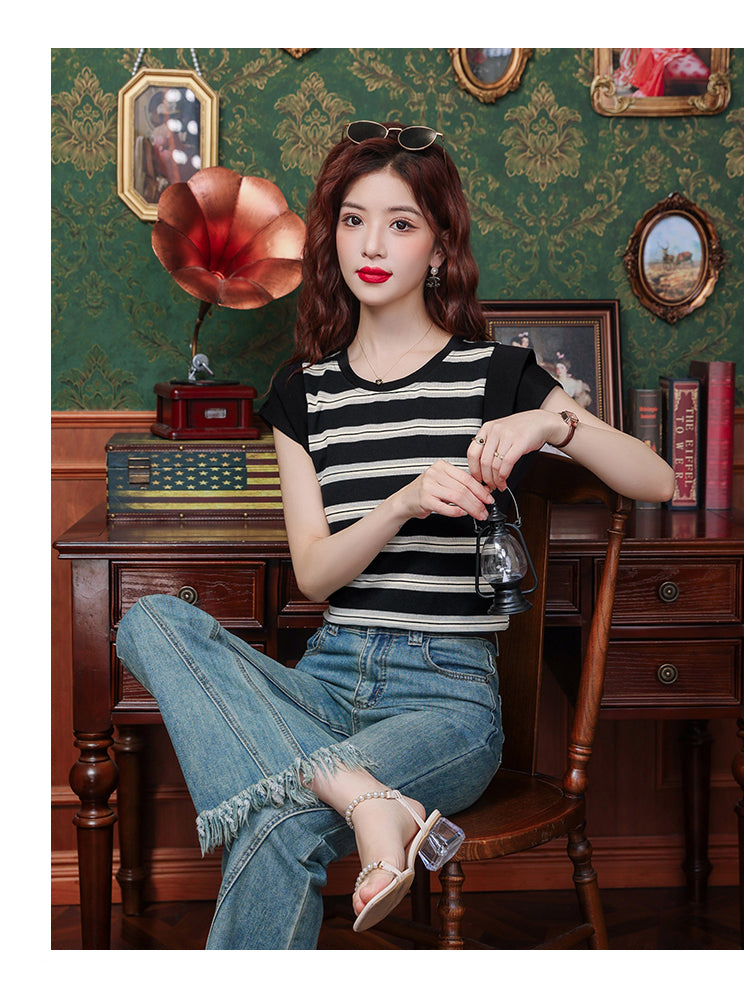 【tops】フレンチスリーブリボンTシャツG22062