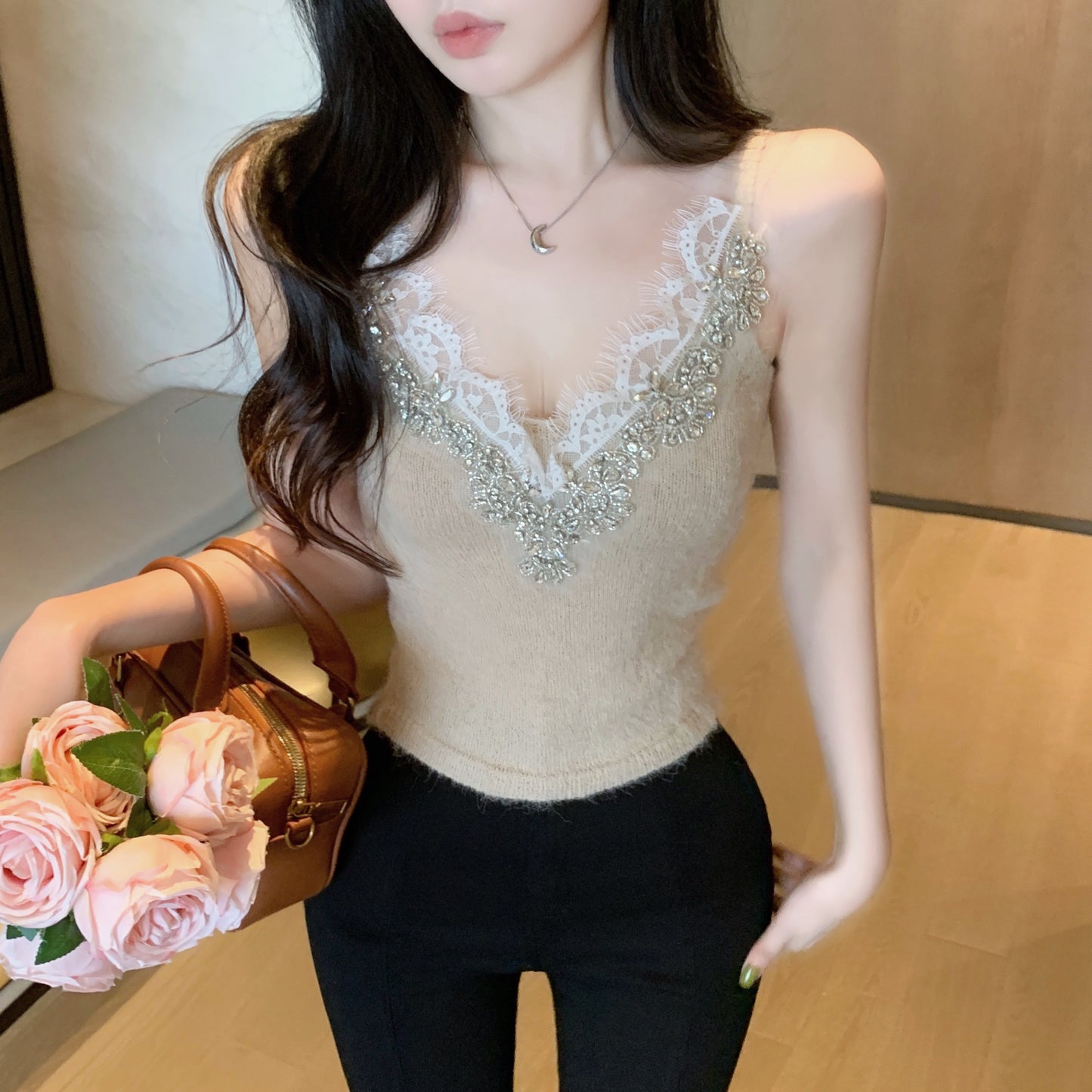 【tops】VネックニットキャミソールG22068