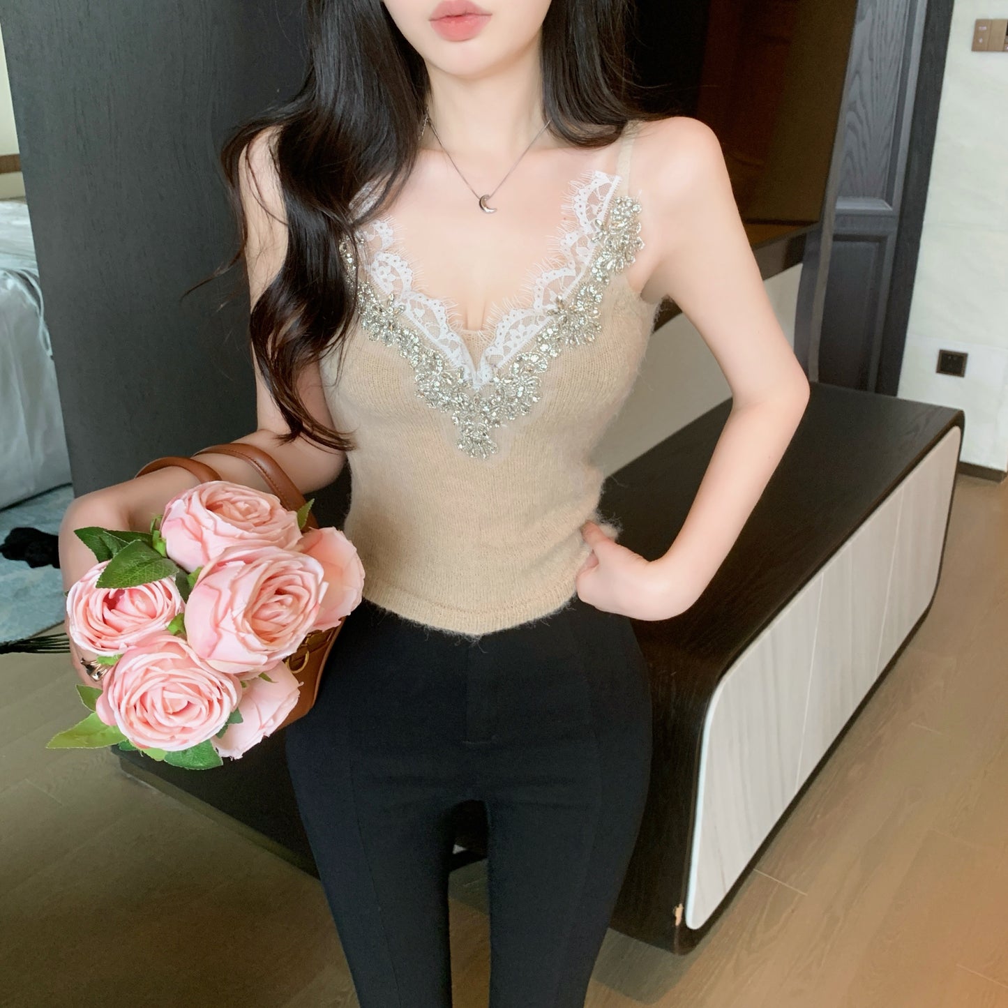 【tops】VネックニットキャミソールG22068