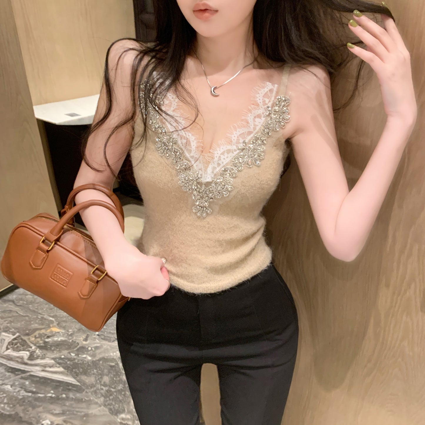 【tops】VネックニットキャミソールG22068