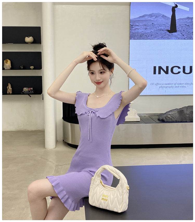 【dress】無地デザインニットワンピースG22097