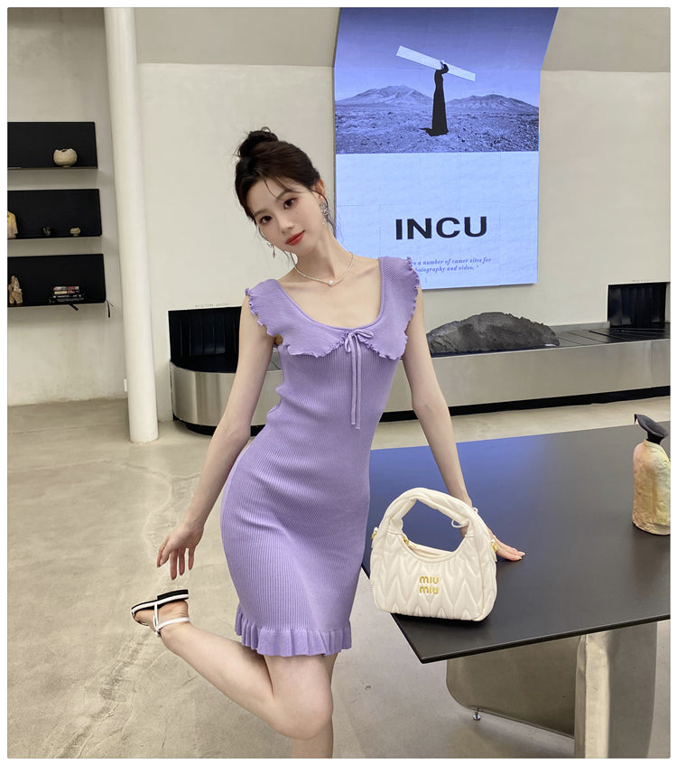 【dress】無地デザインニットワンピースG22097