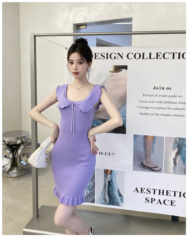【dress】無地デザインニットワンピースG22097
