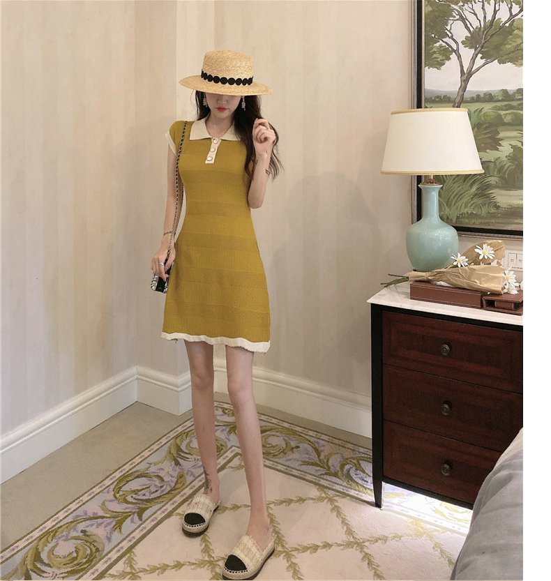 【dress】POLOネックニットワンピースG22101