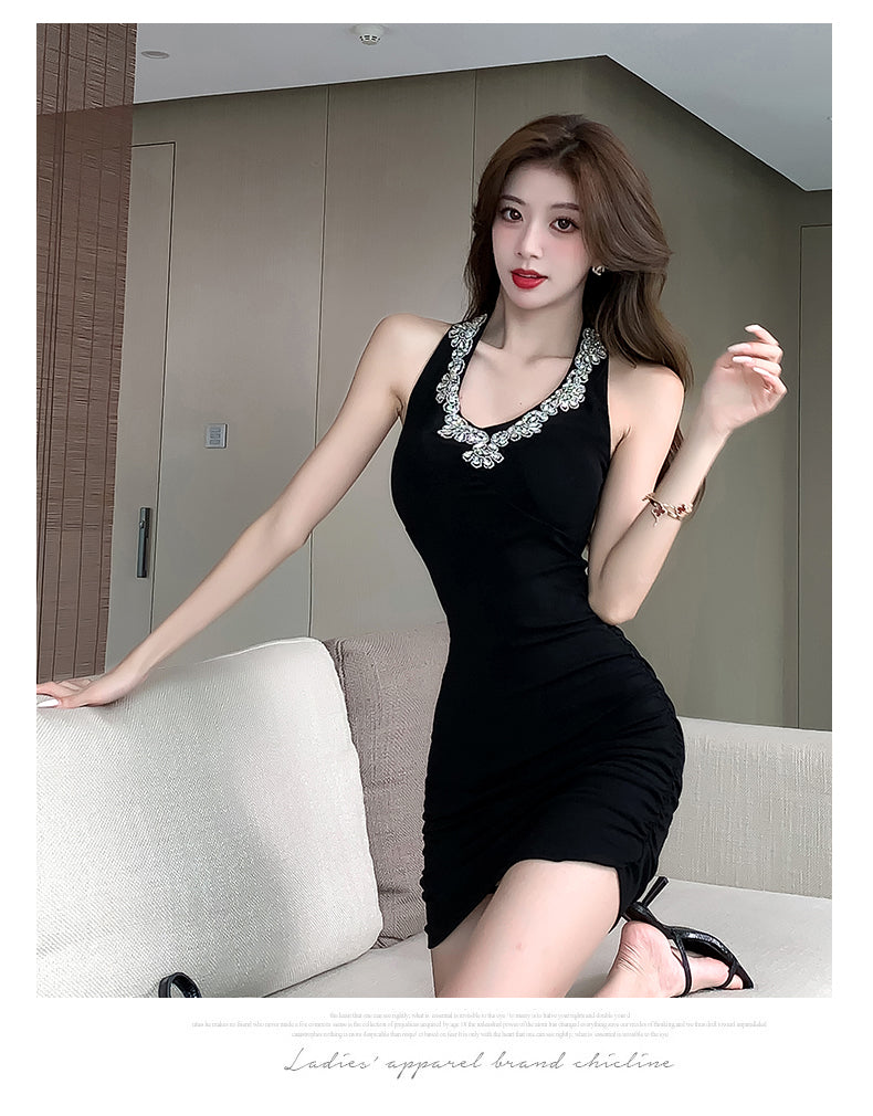 【dress】ビジュー付きタイトデートワンピースG22110