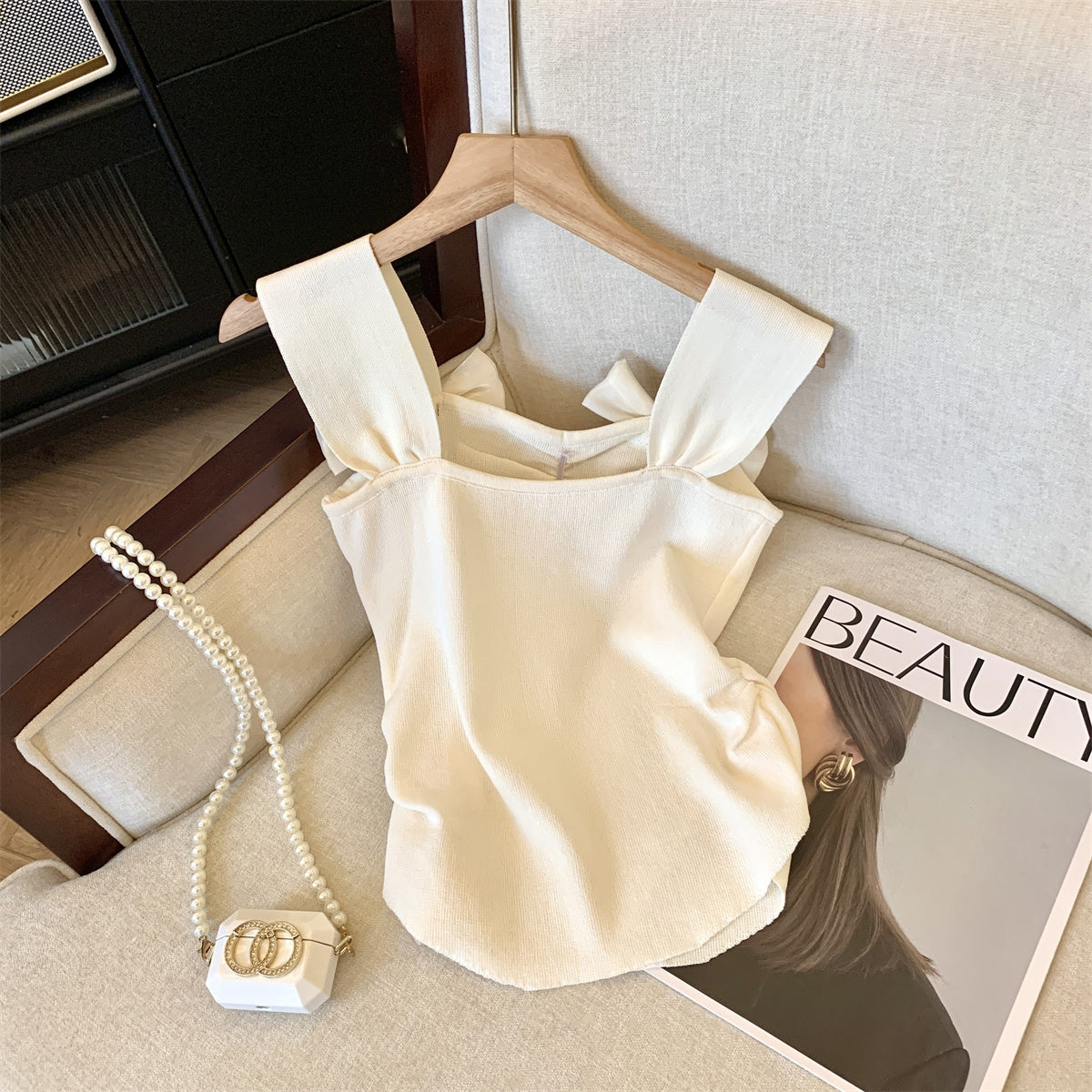 【tops】リボンニットキャミソールG22140