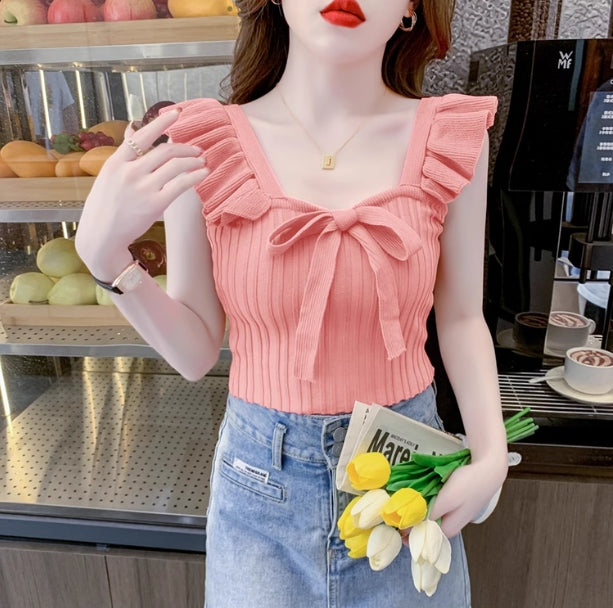 【tops】フレンチスリーブニットキャミソールG22141