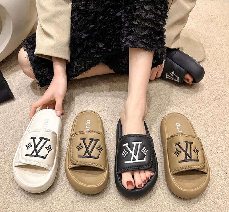 【shoes】3色英字柄サンダルスリッパF7699