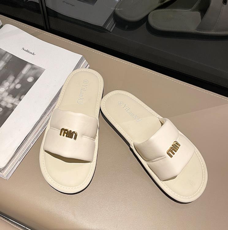 【shoes】3色英字柄サンダルスリッパF7700