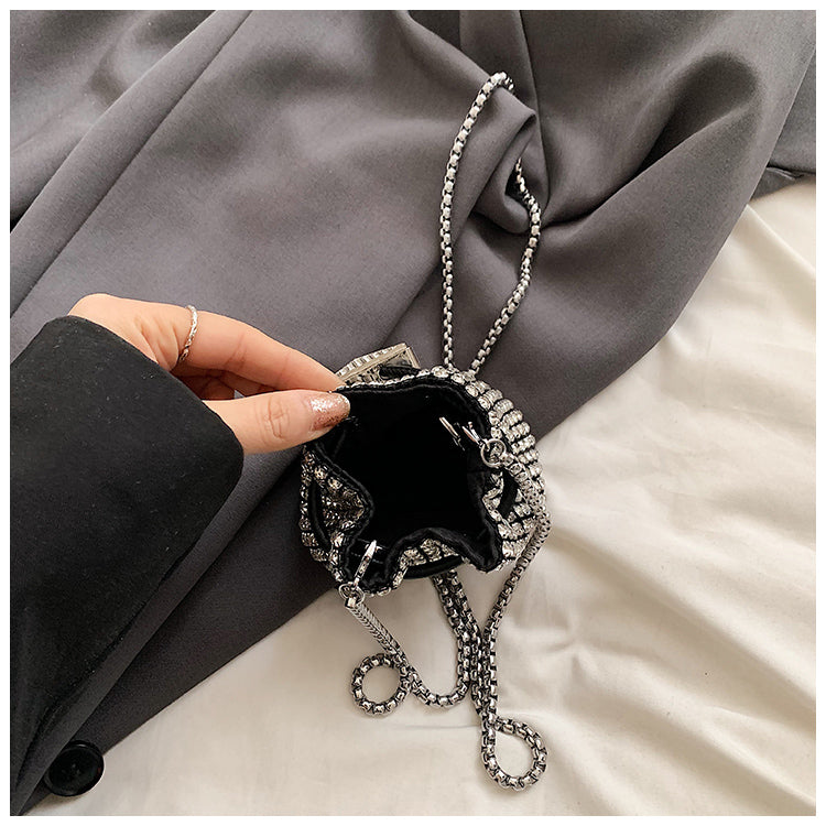 【小物】ビジュー付きバケツ型ショルダーバッグG22236