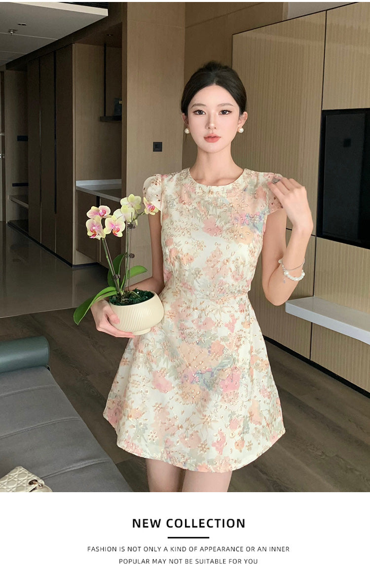 【dress】プリントバックで綺麗デートワンピースG22283