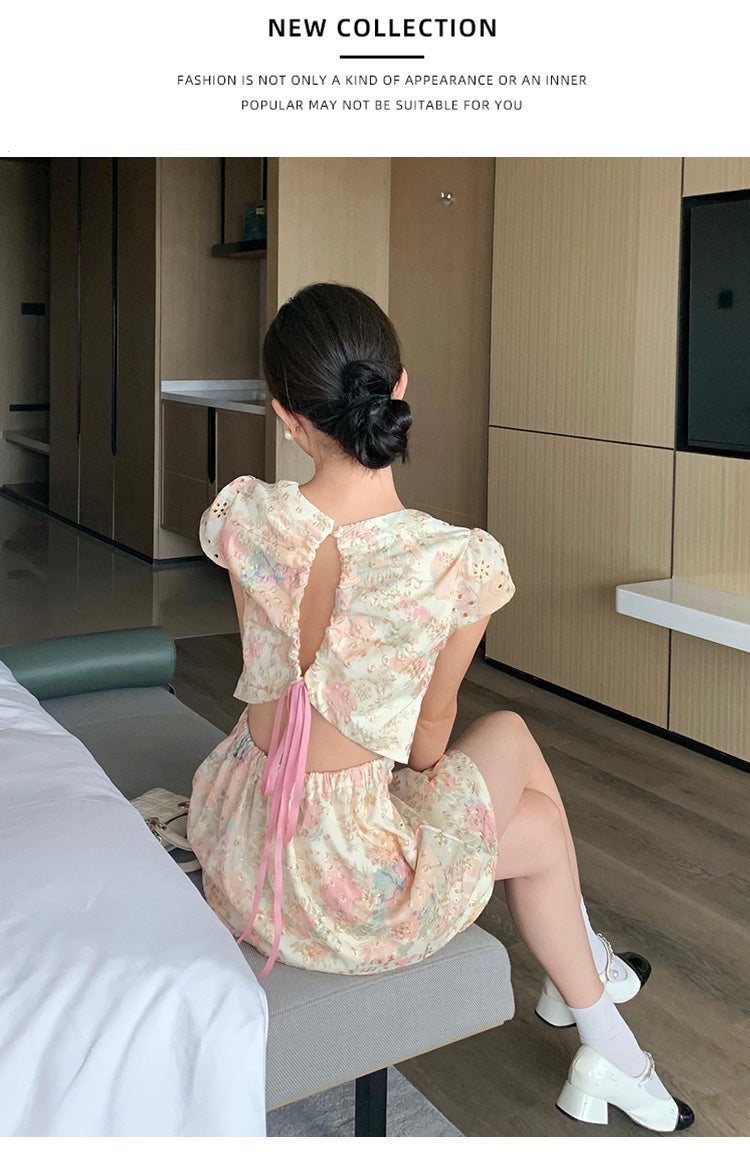 【dress】プリントバックで綺麗デートワンピースG22283