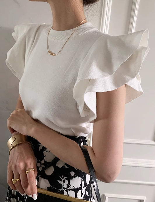 【tops】2色フレンチスリーブTシャツG22365