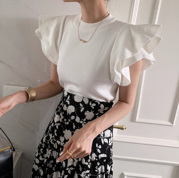 【tops】2色フレンチスリーブTシャツG22365