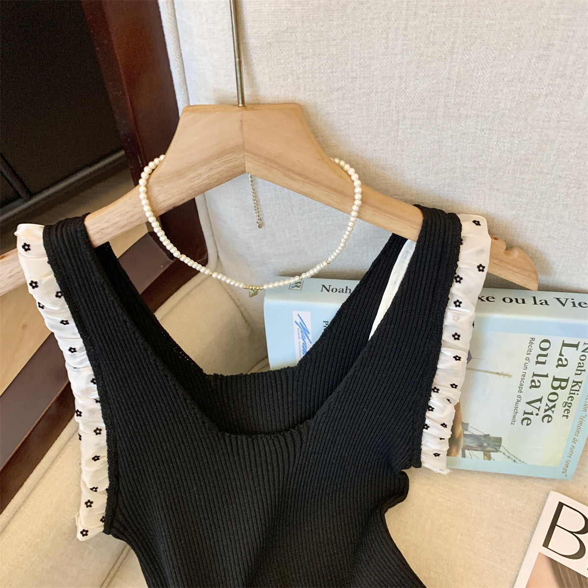 【tops】ドット柄スクエアネックキャミソールG22366