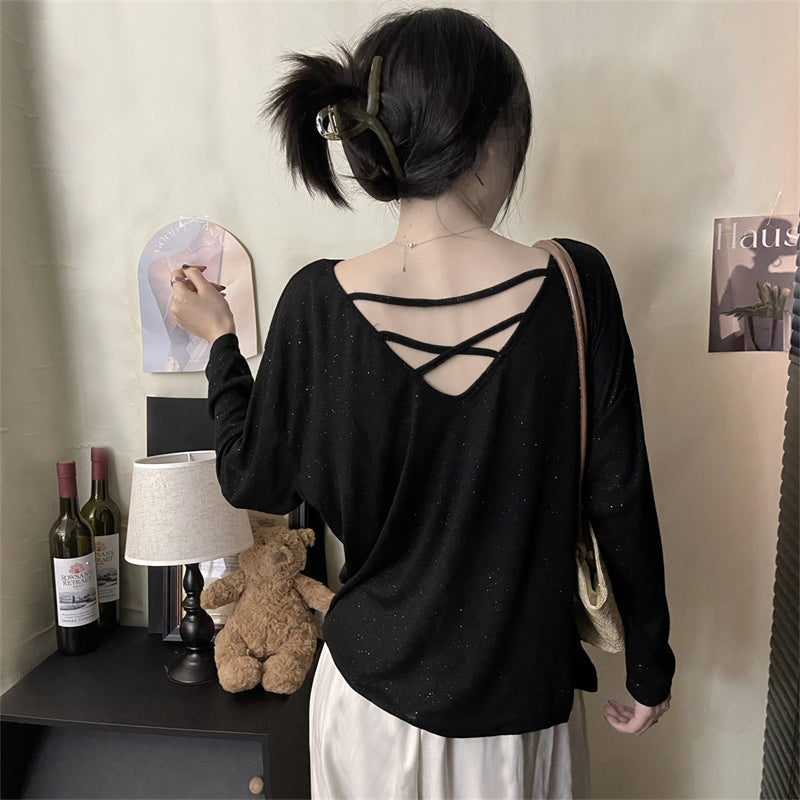 【tops】長袖透かし彫りTシャツG22368