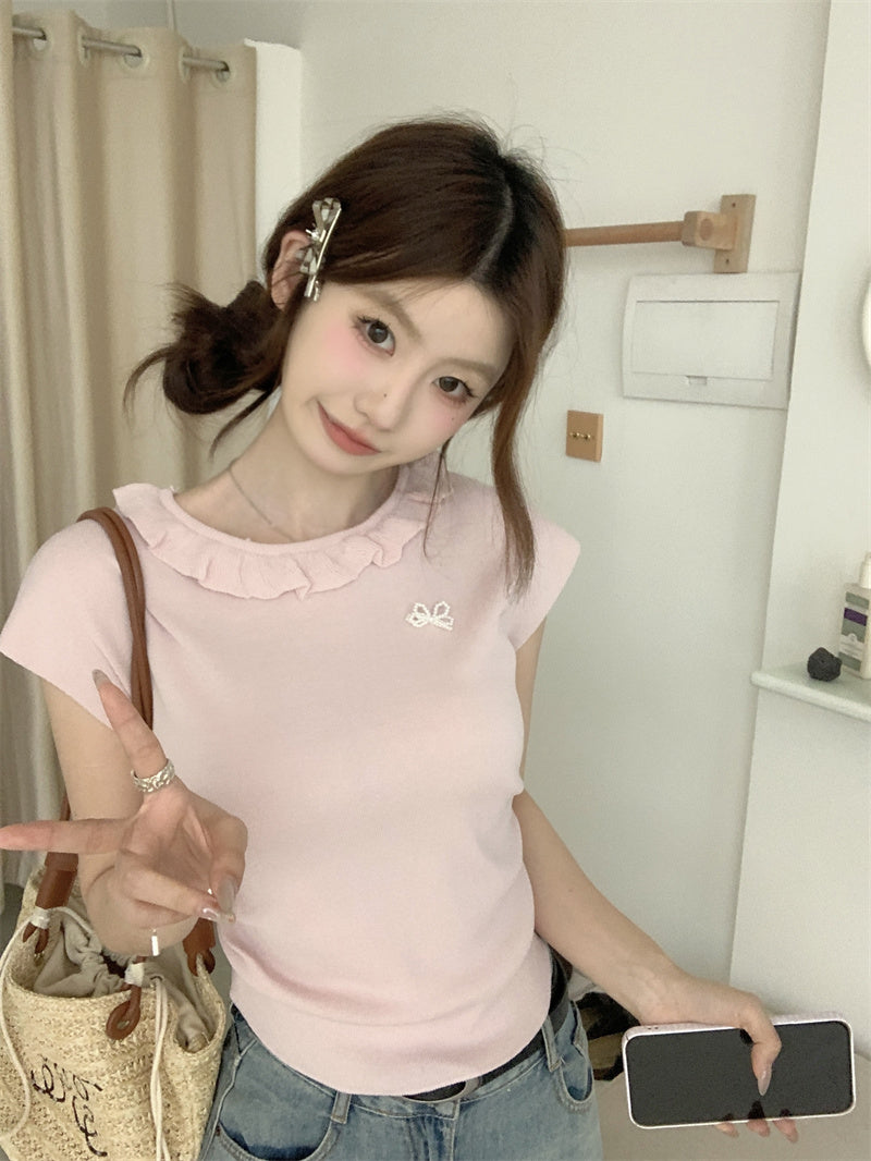 【tops】ラウンドネックニットトップスG22371
