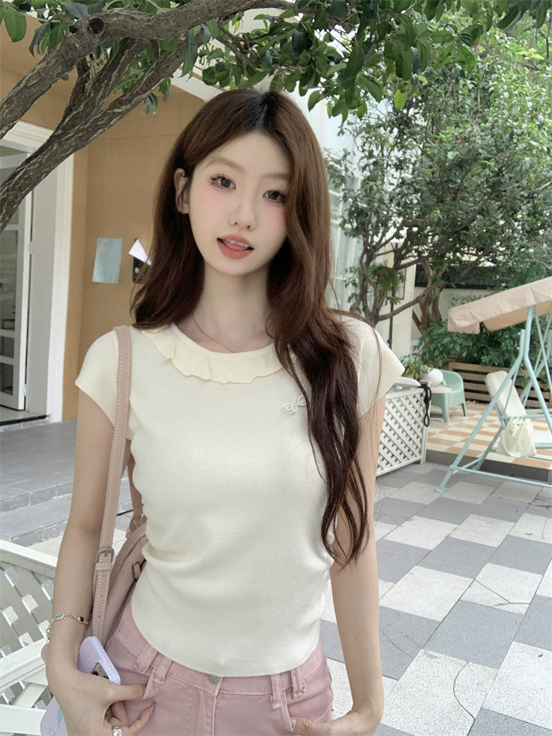 【tops】ラウンドネックニットトップスG22371