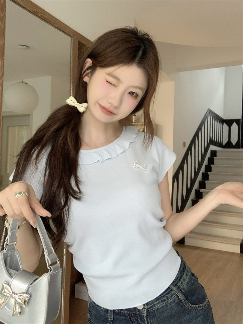 【tops】ラウンドネックニットトップスG22371