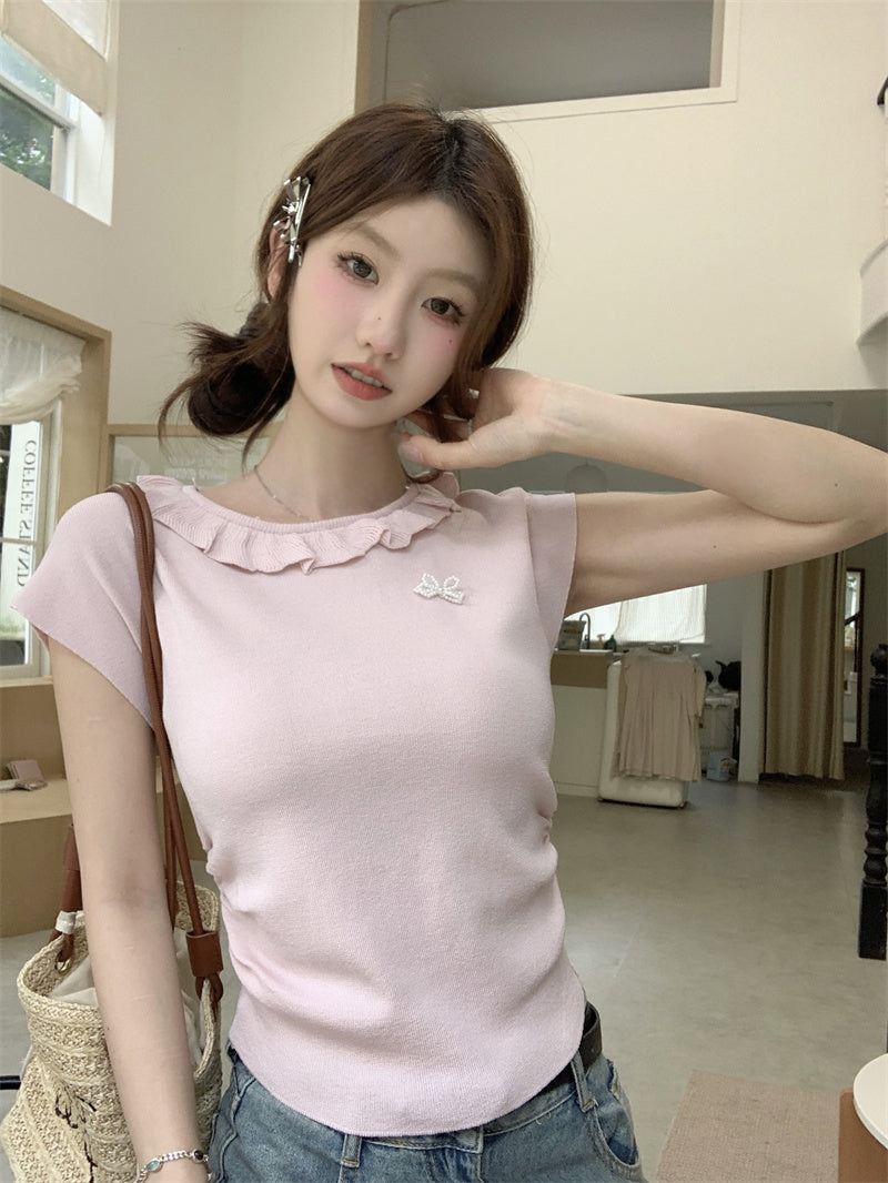【tops】ラウンドネックニットトップスG22371