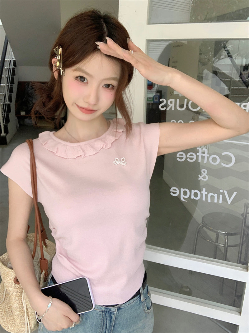 【tops】ラウンドネックニットトップスG22371