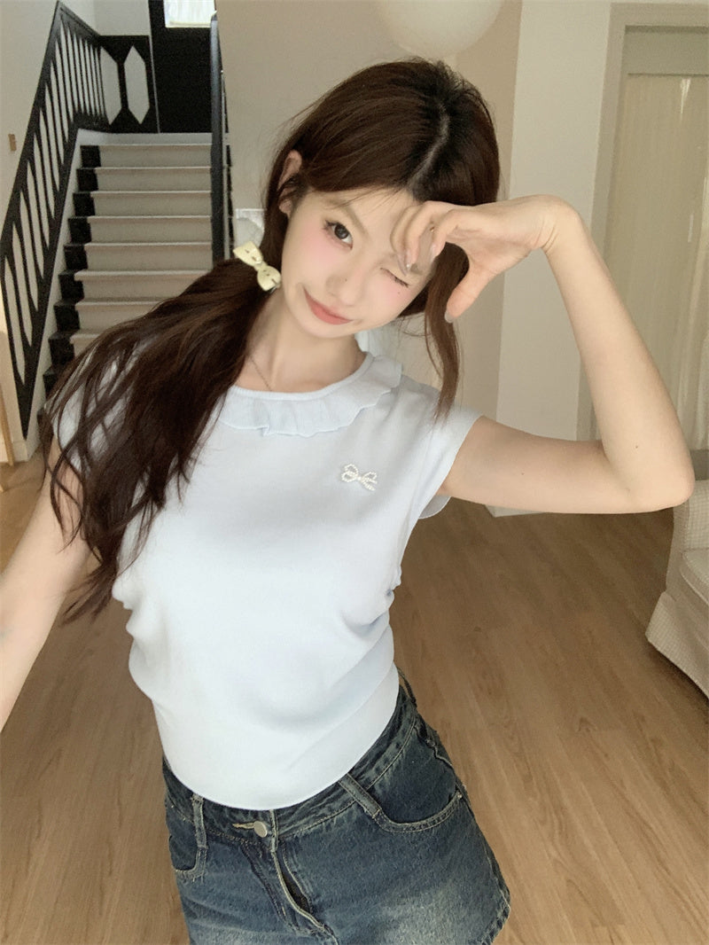【tops】ラウンドネックニットトップスG22371