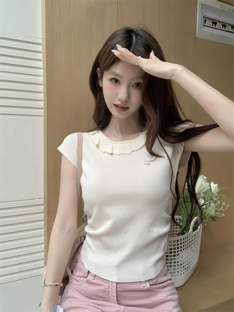 【tops】ラウンドネックニットトップスG22371