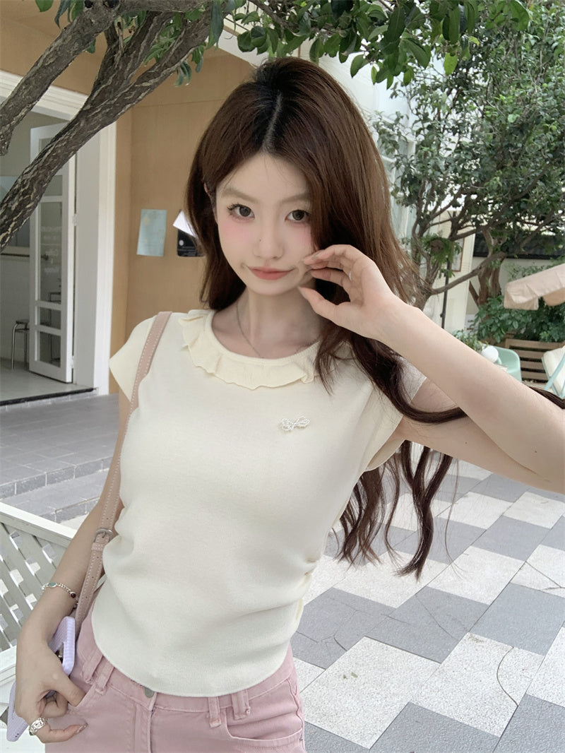 【tops】ラウンドネックニットトップスG22371