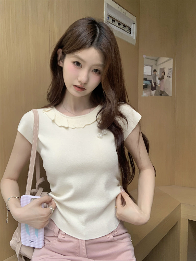 【tops】ラウンドネックニットトップスG22371