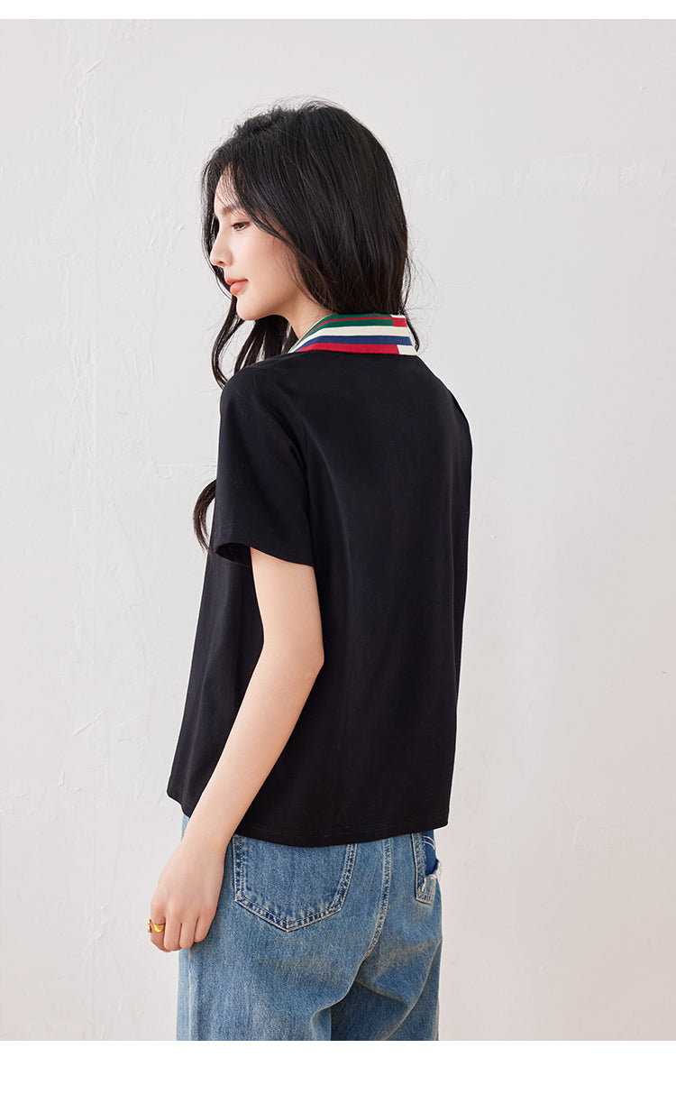【tops】ファスナーPOLOネックTシャツG22372