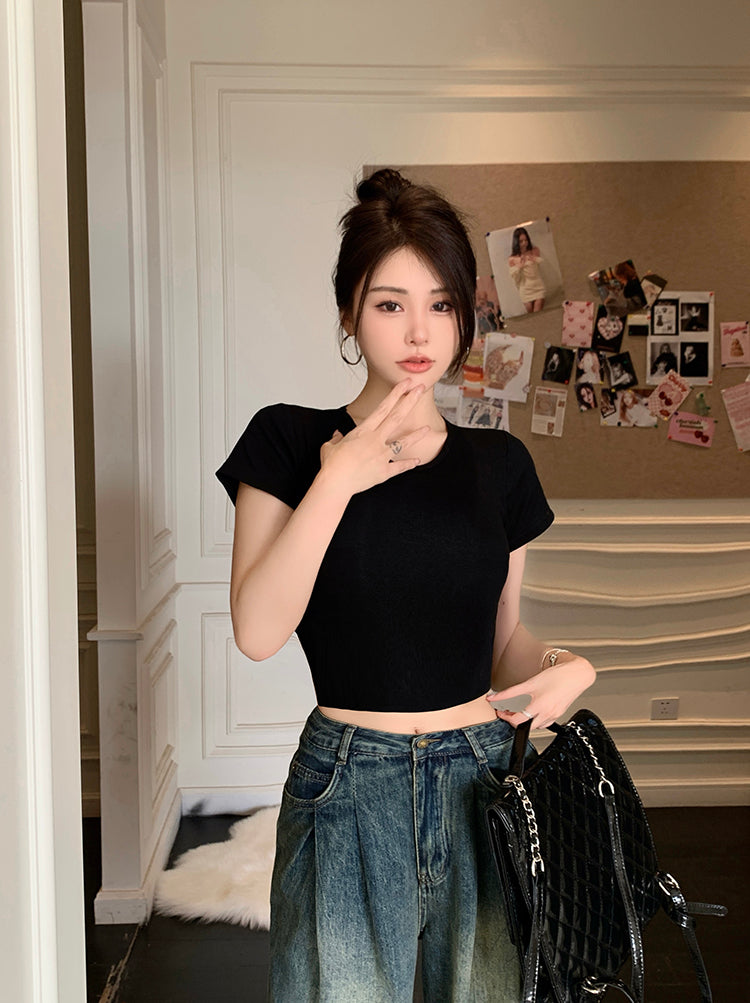 【tops】バックで綺麗スリットTシャツG22376
