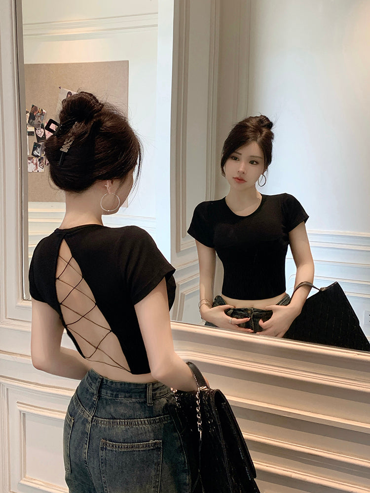 【tops】バックで綺麗スリットTシャツG22376