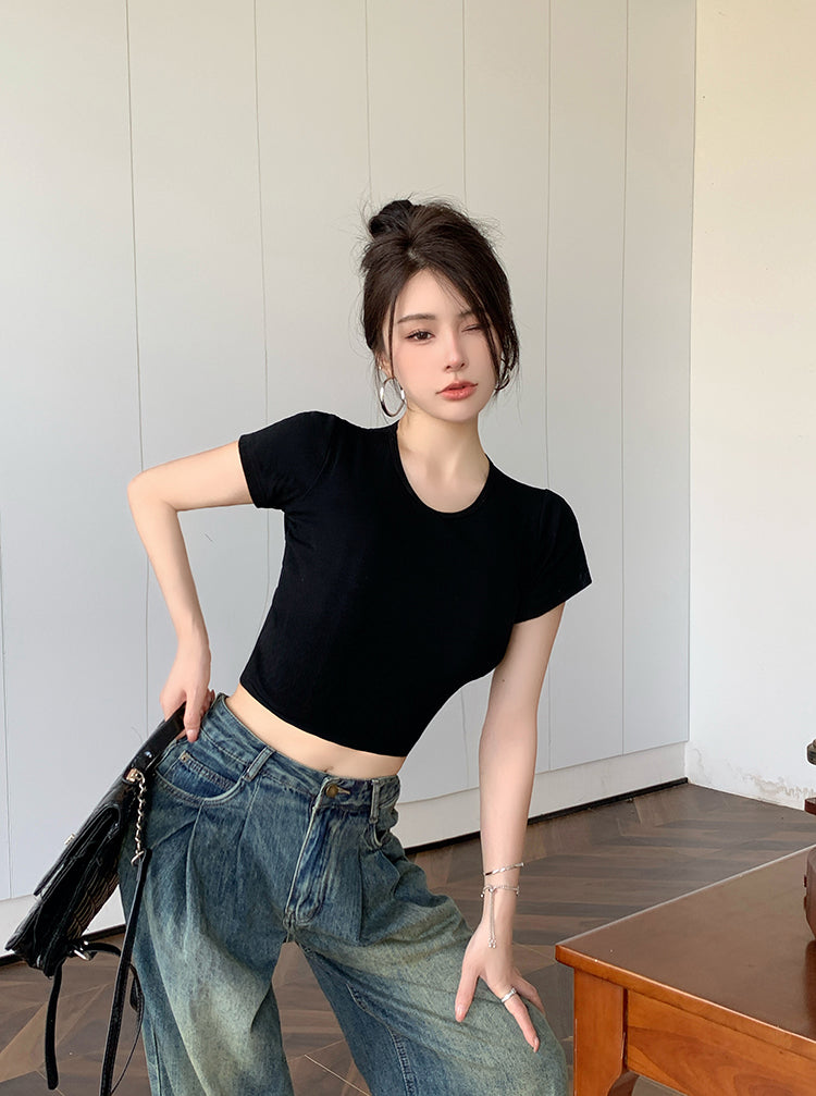 【tops】バックで綺麗スリットTシャツG22376