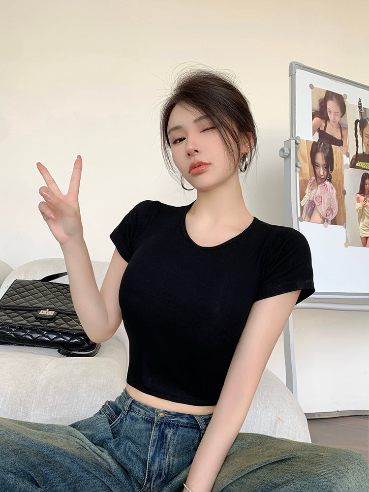 【tops】バックで綺麗スリットTシャツG22376