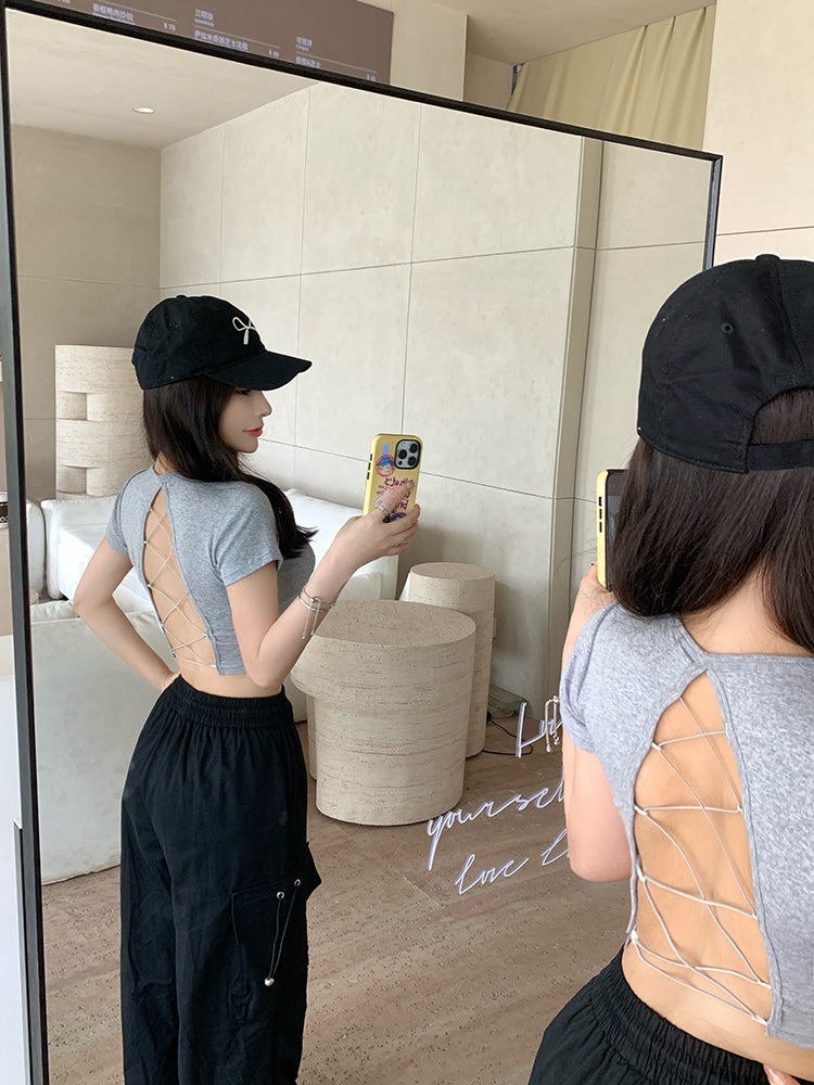 【tops】バックで綺麗スリットTシャツG22376