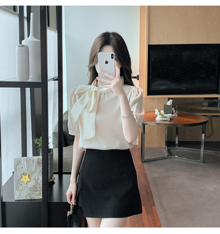 【tops】リボンシフォンブラウスG22396