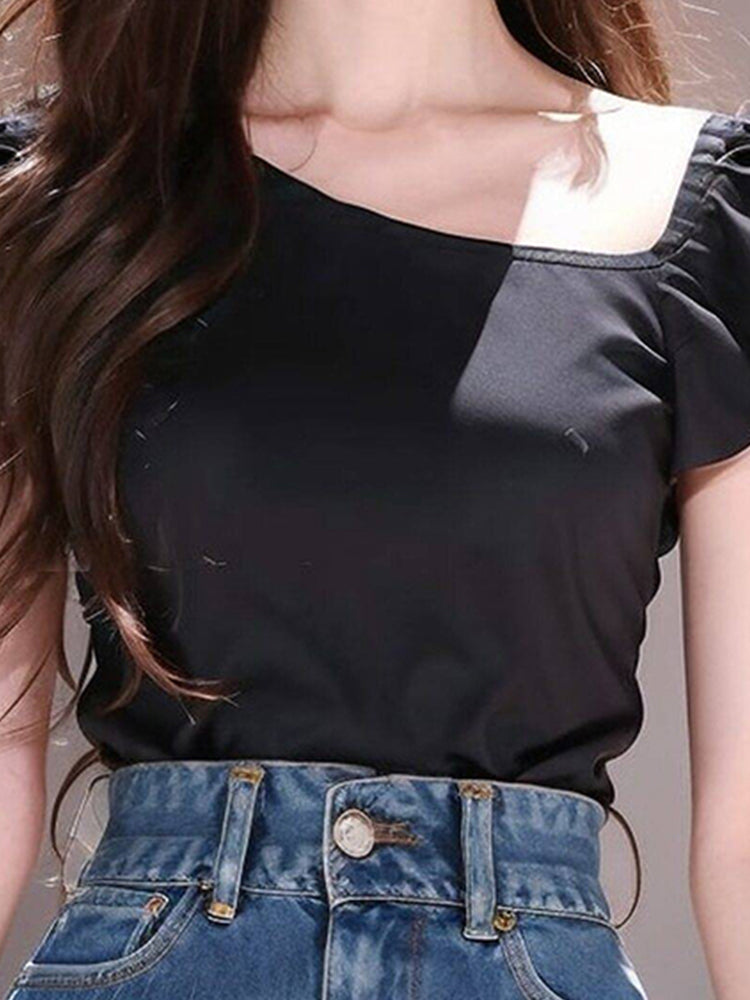 【tops】スクエアネックフレンチスリーブTシャツG22435