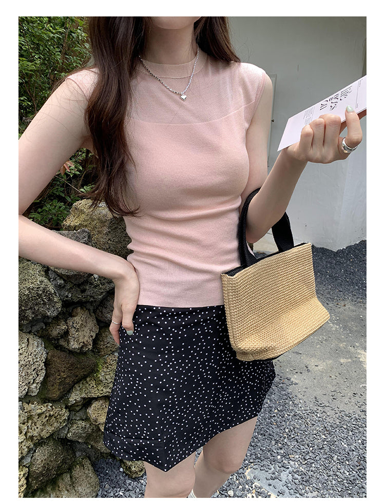 【tops】ノースリーブニットトップスG22440