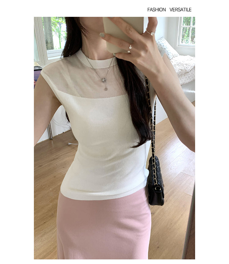 【tops】ノースリーブニットトップスG22440