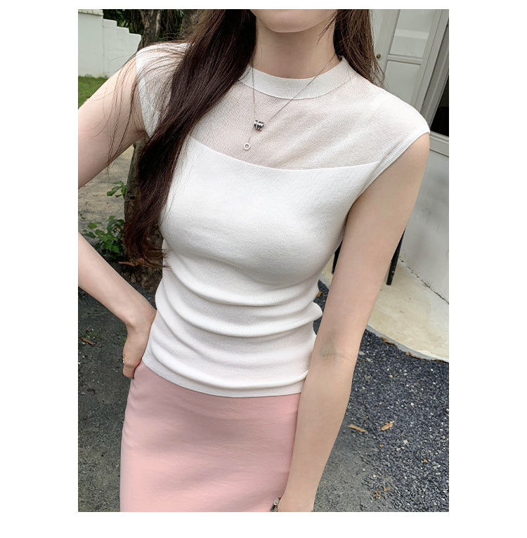 【tops】ノースリーブニットトップスG22440