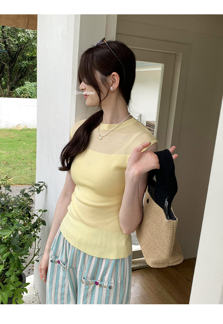 【tops】ノースリーブニットトップスG22440