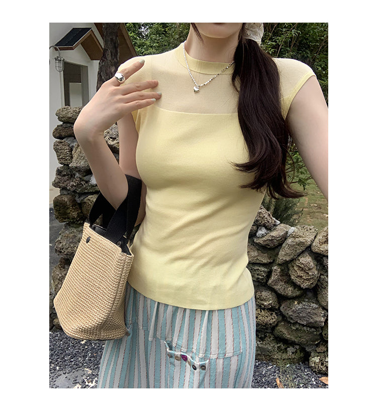 【tops】ノースリーブニットトップスG22440