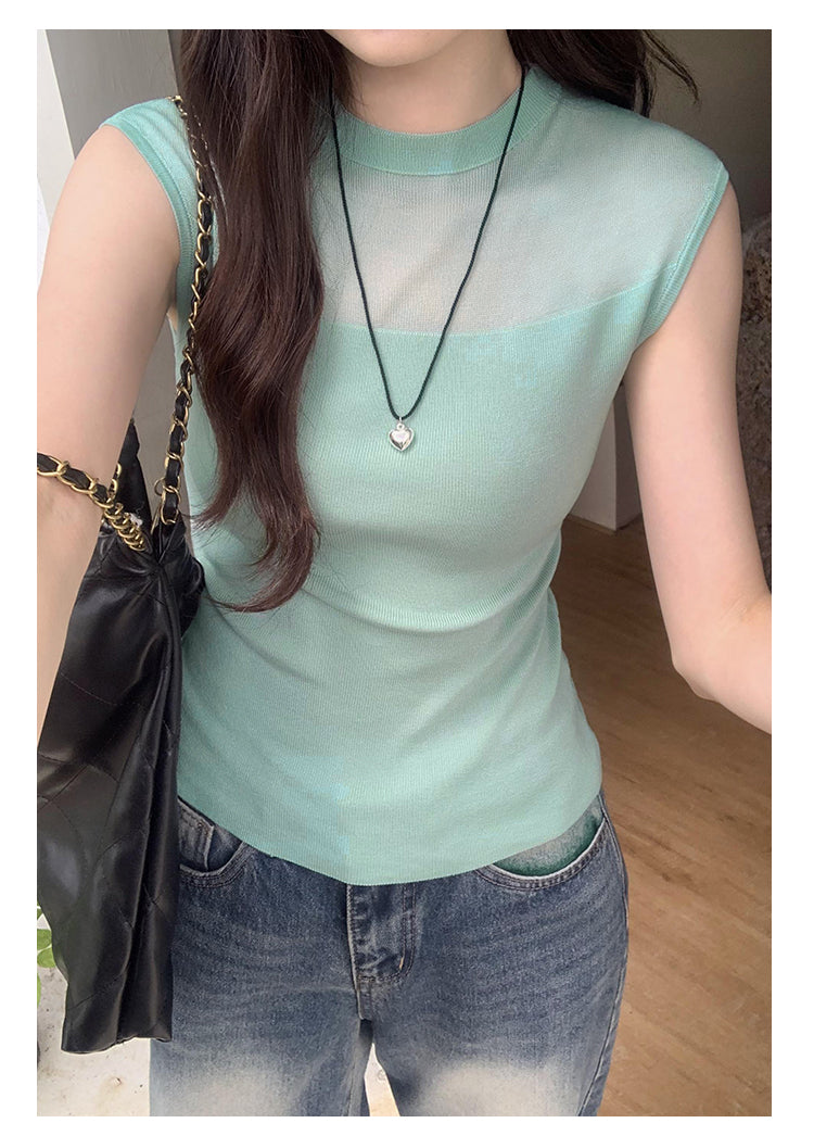 【tops】ノースリーブニットトップスG22440