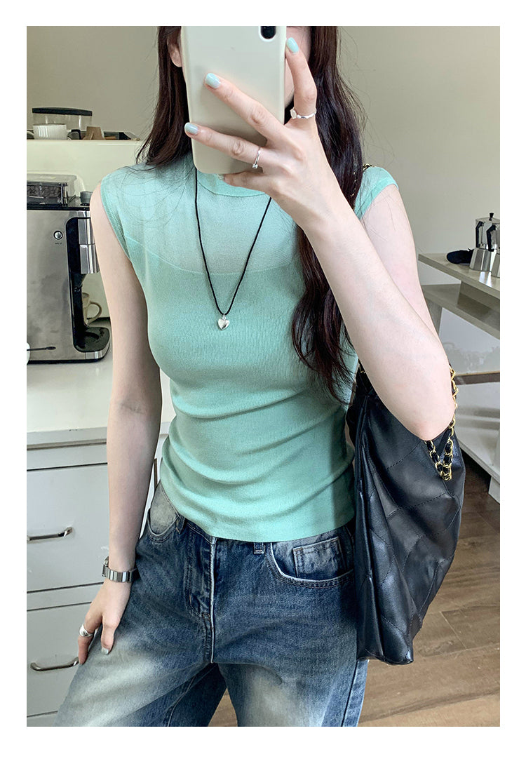 【tops】ノースリーブニットトップスG22440