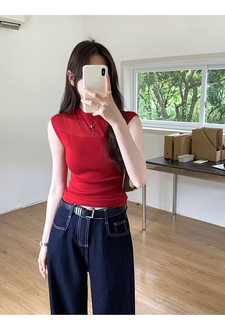 【tops】ノースリーブニットトップスG22440