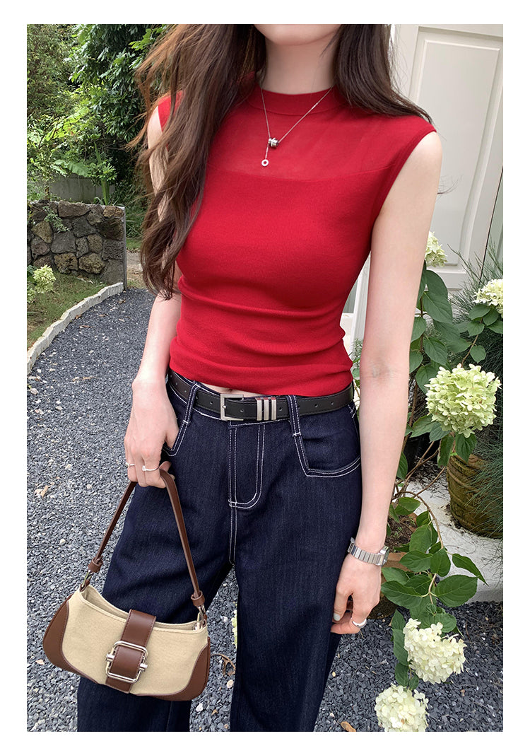 【tops】ノースリーブニットトップスG22440