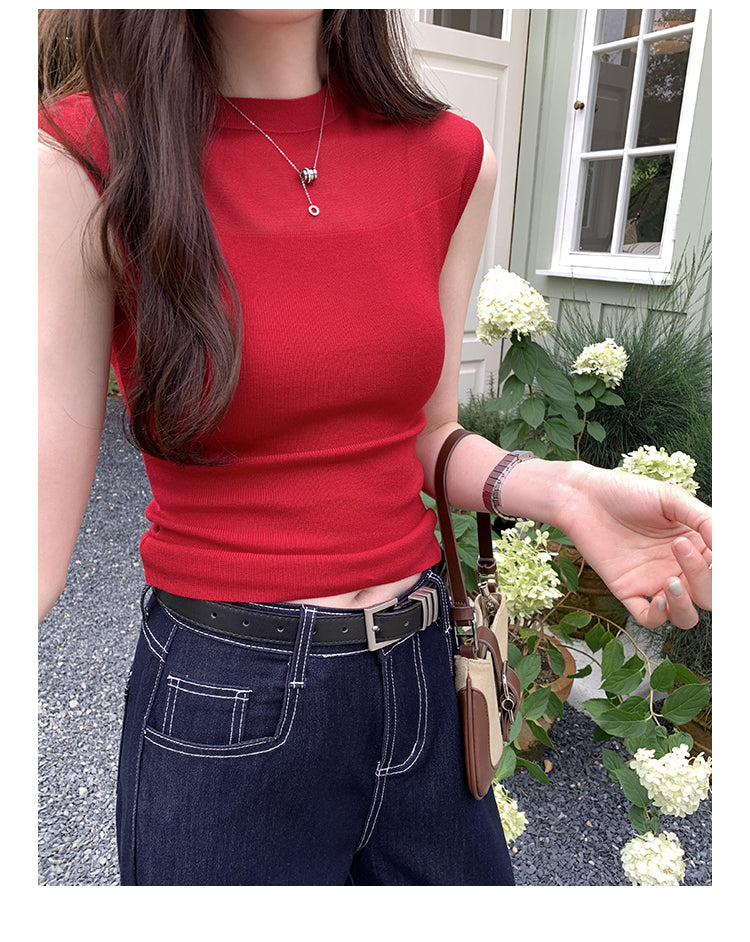 【tops】ノースリーブニットトップスG22440