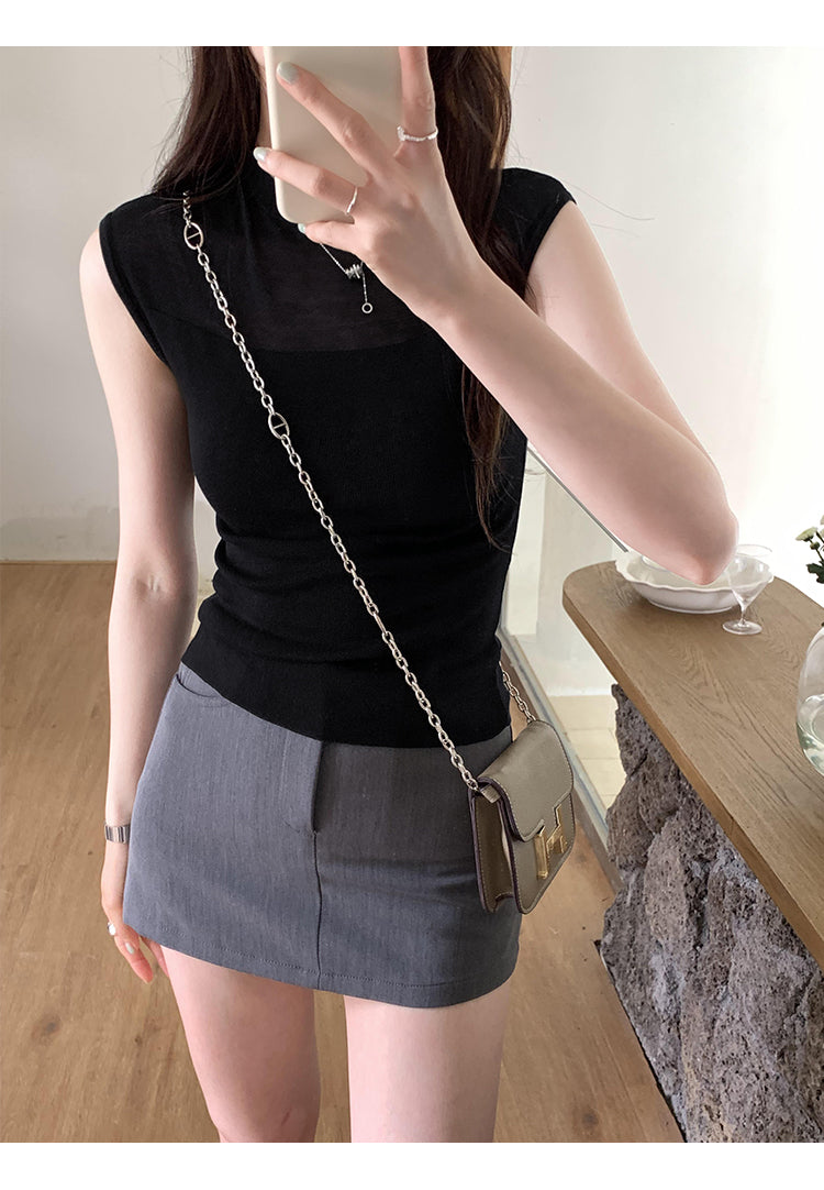 【tops】ノースリーブニットトップスG22440