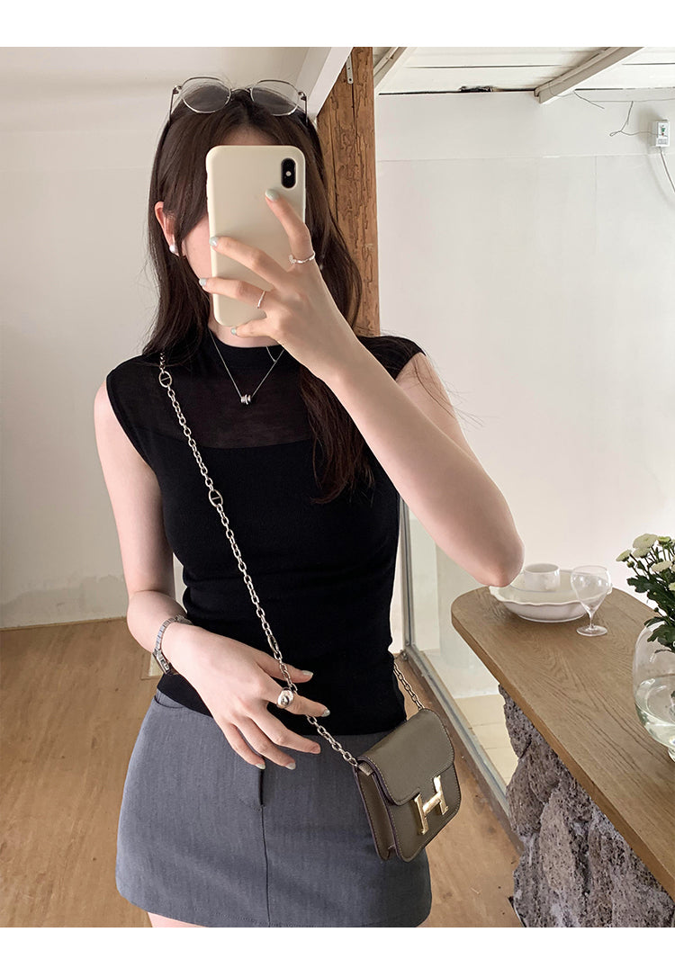 【tops】ノースリーブニットトップスG22440