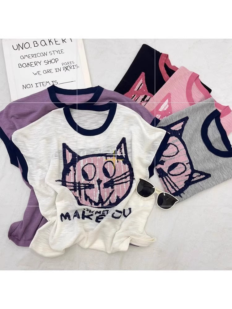 【tops】プリントニットTシャツG22446